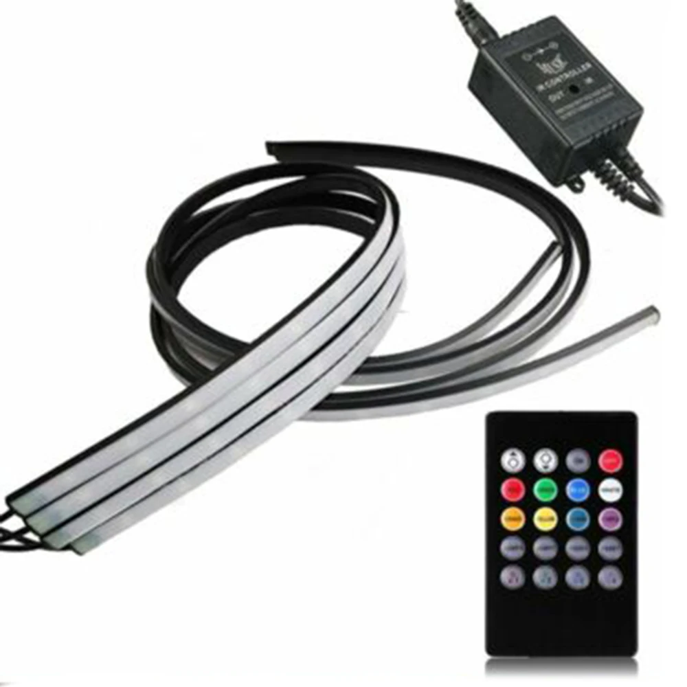 Водонепроницаемый 8 цветов светодиодные RGB ленты нижнее белье светящийся неоновый Accent свет 3" 48" трубчатый комплект Автомобильная атмосферная лампа DC12V Универсальный автомобиль