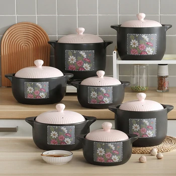 

1.6/2/3/4/5L Ceramics Casserole Soup Pot Spodumene Saucepan Cooking Utensils Open Fire Heat-resistant Household Kitchen Supplies