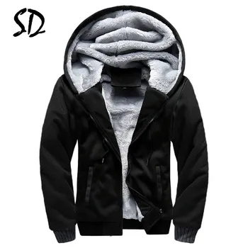 

M-5XL Winter Thick Hoodies Men Zipper Hooded Coat Brand Men Tracksuit Sweatshirt Patchwork Jackets Warm Fleece Hoody Streetwear