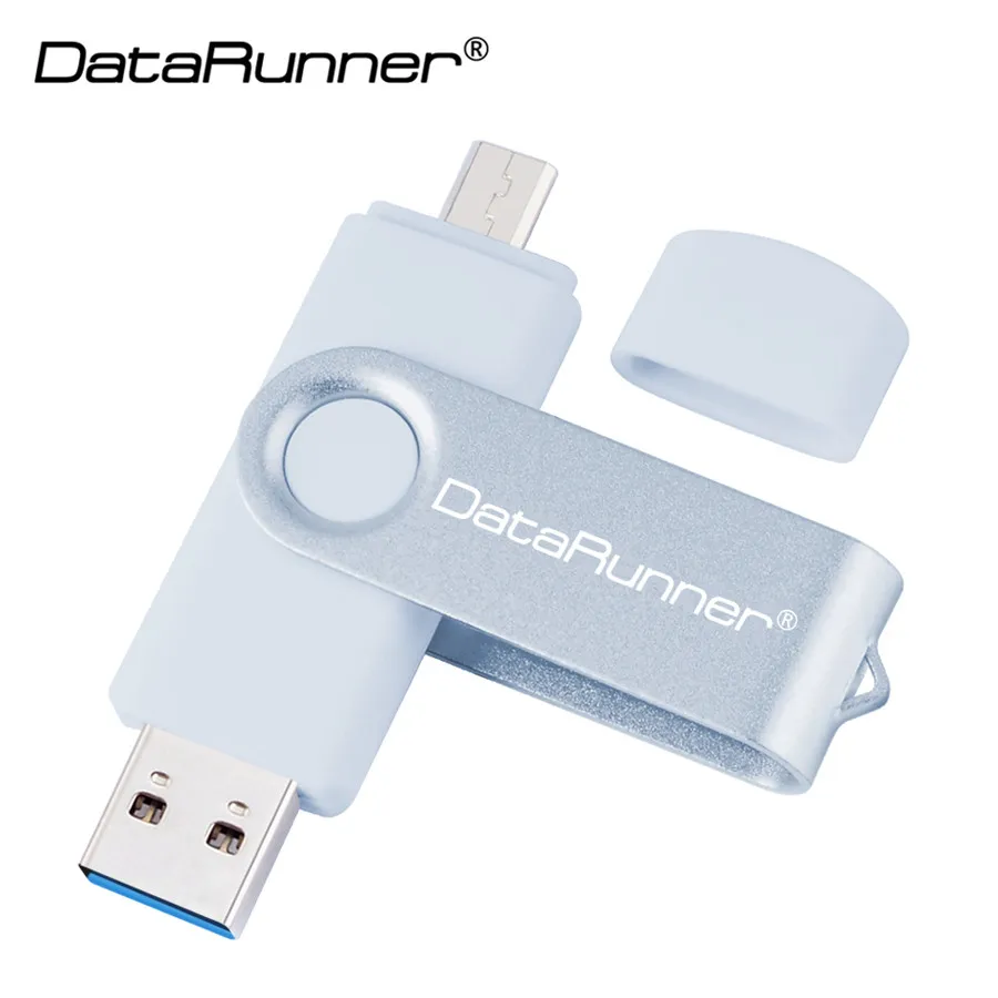Белый DataRunner OTG USB флеш-накопитель 32 Гб 16 Гб Usb флешка 3,0 Флешка для смартфона/планшета/ПК 64 Гб 128 ГБ 256 ГБ Флешка флеш-накопитель - Цвет: Белый