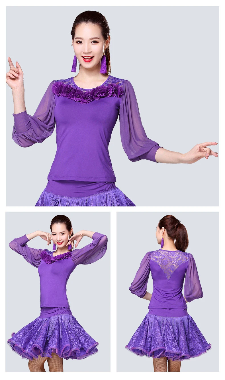 Ballroom Dance Shirts Adults Standard Ballroom Dancing Top Ladies Flamenco Spanish Clothing Women Waltz Practice Wear DNV11937