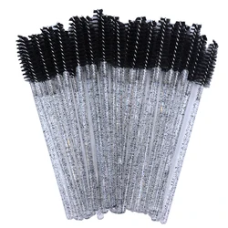 Glitter Eyelash Mascara Wands - 50 Disposable Pink & White Crystal Brushes (Glitter black)