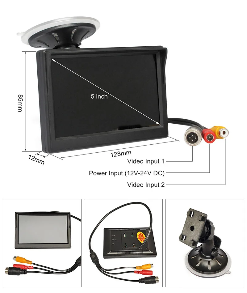 DIYKIT " DC12V-24V 4PIN обратный автомобильный монитор заднего вида Водонепроницаемый CCD ночного видения резервный автобус грузовик камера автомобильное зарядное устройство