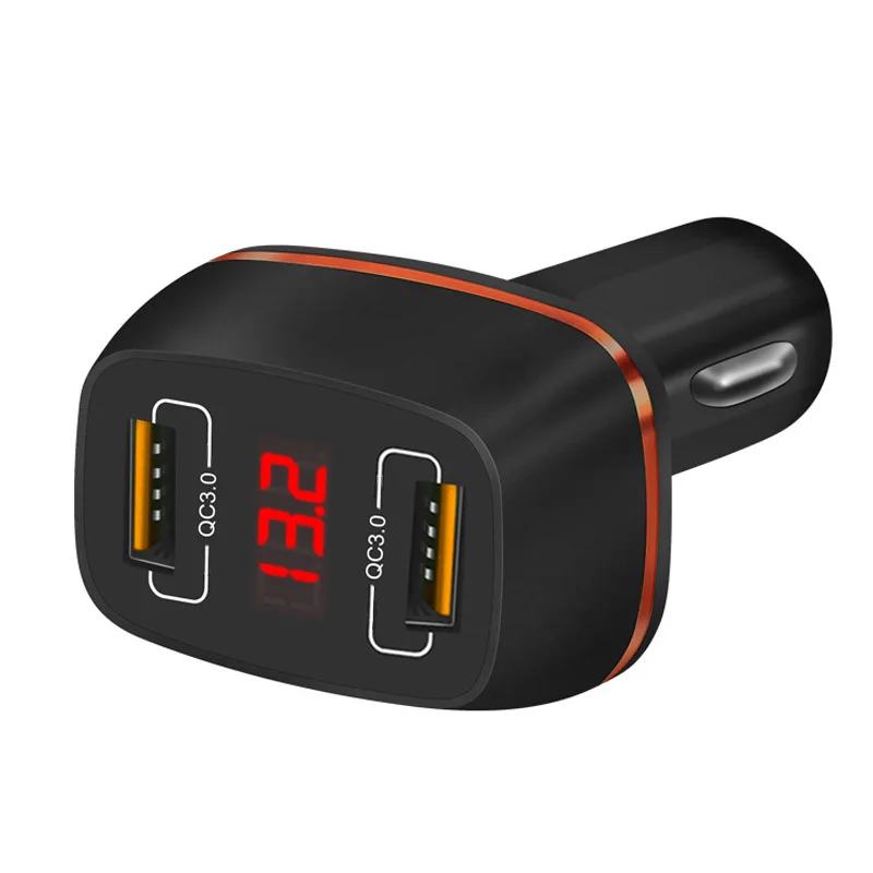 Автомобильное зарядное устройство двойной usb3 0 быстрая зарядка автомобильное зарядное устройство для мобильного телефона цифровой дисплей автомобиля зарядка двойной порт qc3.0 зарядка автомобиля