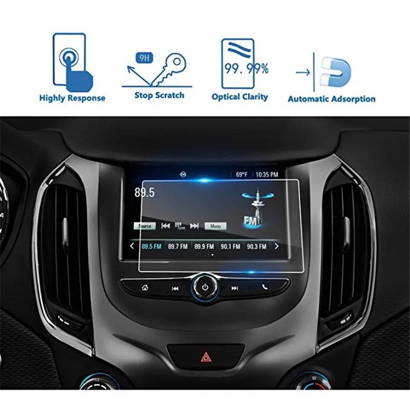 

Tempered Glass Navigation Infotainment Center Touch Screen Protector for Chevrolet Cruze 2016-2018 7 Inch