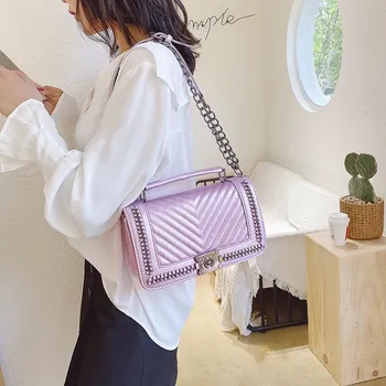 

Small PU Leather Chain Crossbody Bags for Women 2020 Lock Designer Shoulder Messenger Bag Female Travel Handbags