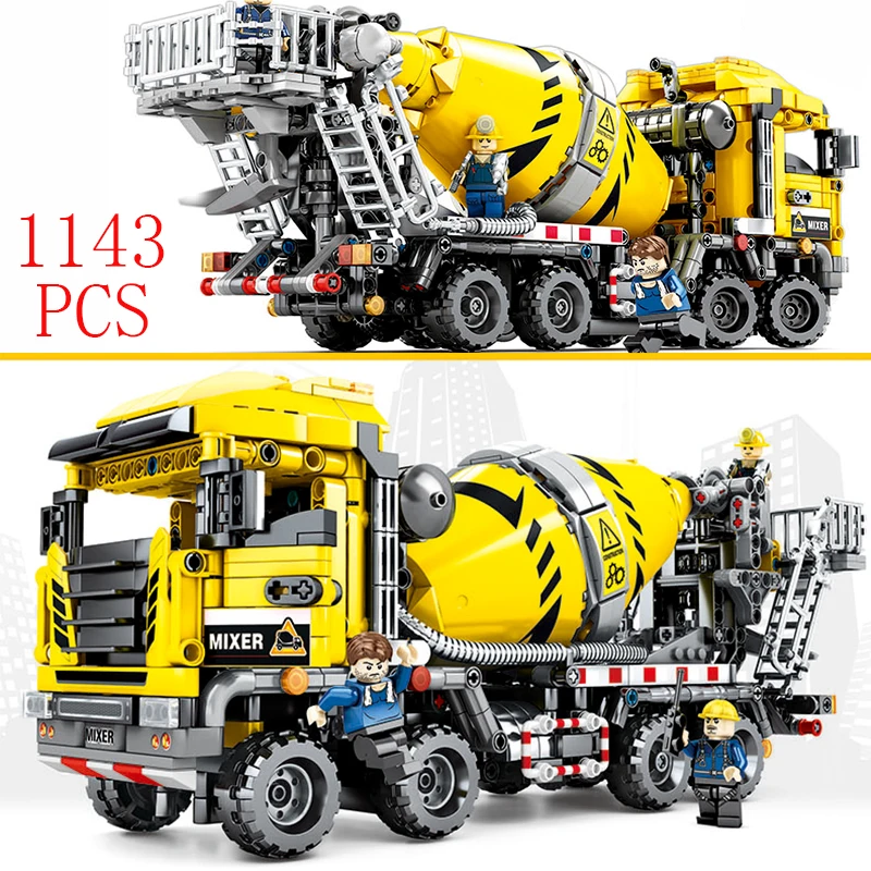 Najtaniej Miasto pojazd betonowóz kompatybilny Legoing technic Kran Bagger budowa Moc inżynieria Model cegły budowlane klocki