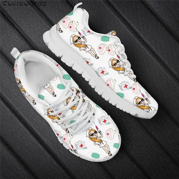 

ELVISWORDS Angel Nurse Doctor White Sneakers Beauty Girls Ladies Breathable Light Sport Flats Casual Spring Shoes Zapatos Mujer