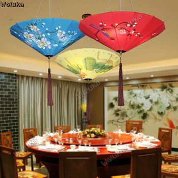 

Umbrella Lantern Chandelier New Chinese Hand-painted Umbrella Light Imitation Classic Restaurant Fabric Lighting Club CD50 W03