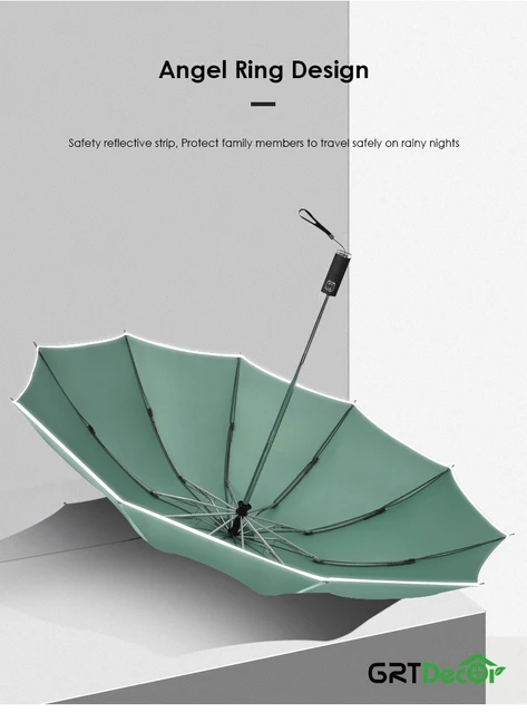 Ombrello Automatico Pieghevole Con Strisce Riflettenti - Impermeabile E Antivento, Ideale Per Viaggi - Foto 6