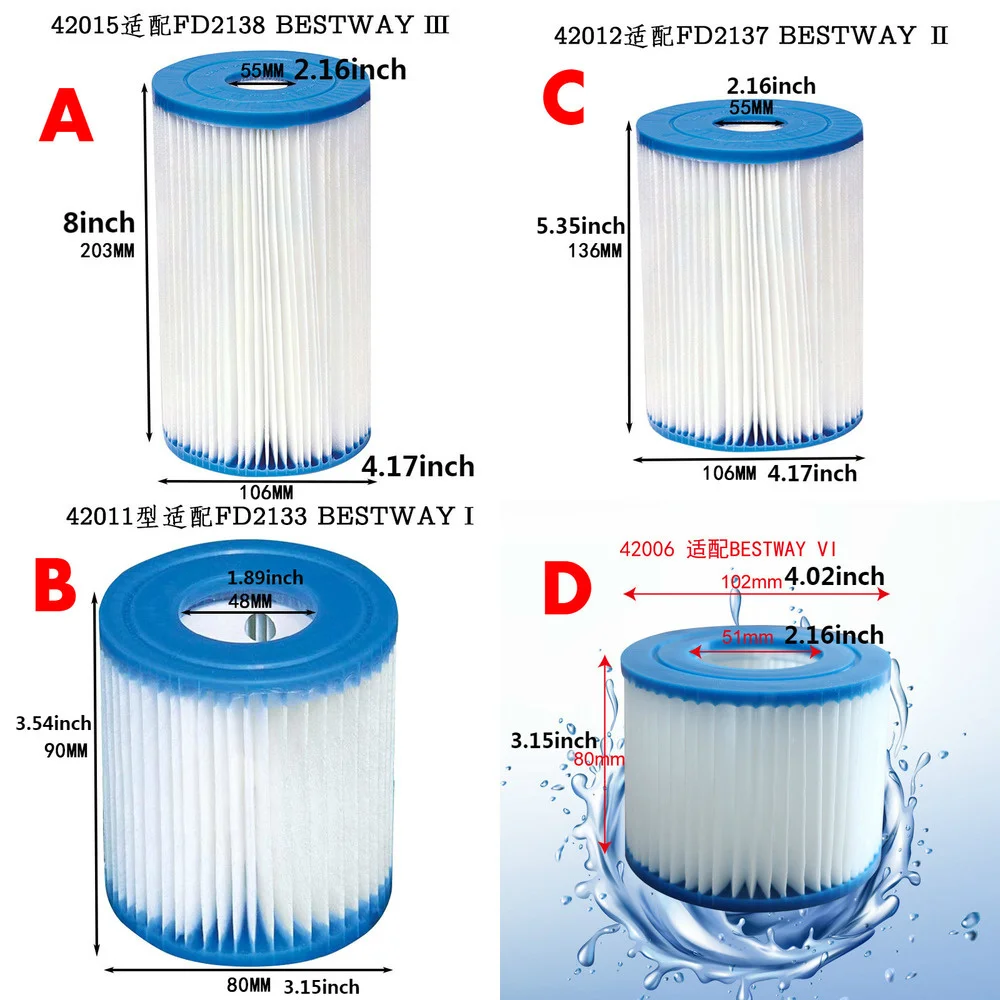 1/2/5pcs Swimming Pool Equipment Type C filtro arena piscina Filter Cartridge Replacement intex pool Filter Cartridge Daily Care swimming pool filter