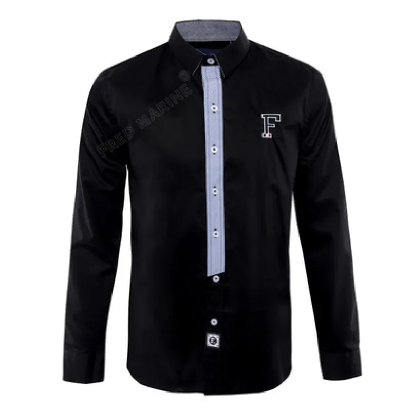 Faconnable бренд рубашки Chemise мужской Eden модная мужская одежда с длинными рукавами хлопковая рубашка Повседневная парка мужская рубашка 233 - Цвет: 187B Black