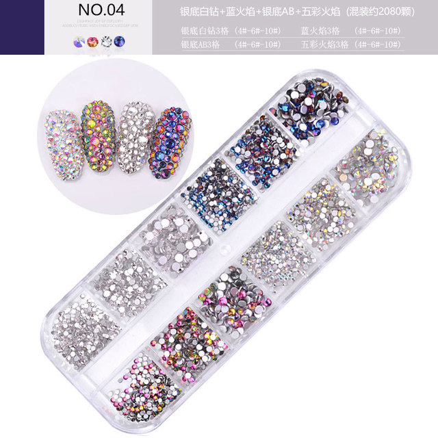 boxes / set of AB crystal rhinestone diamond gem 3D glitter nail art decoration beauty