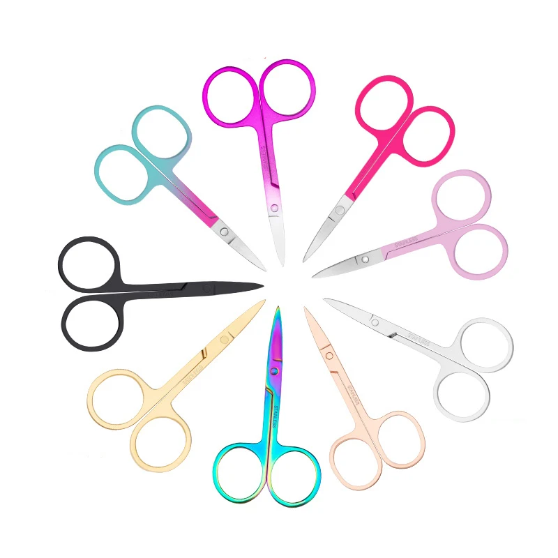 Custom Eyebrow Scissor Curved Blade Professional Stainless Steel