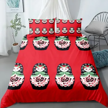 

Russian Doll Cartoon Kids Bedding Twin Full Queen King Double Bed Linen Set 2/3 Piece Microfiber Duvet Cover Bedclothes Home