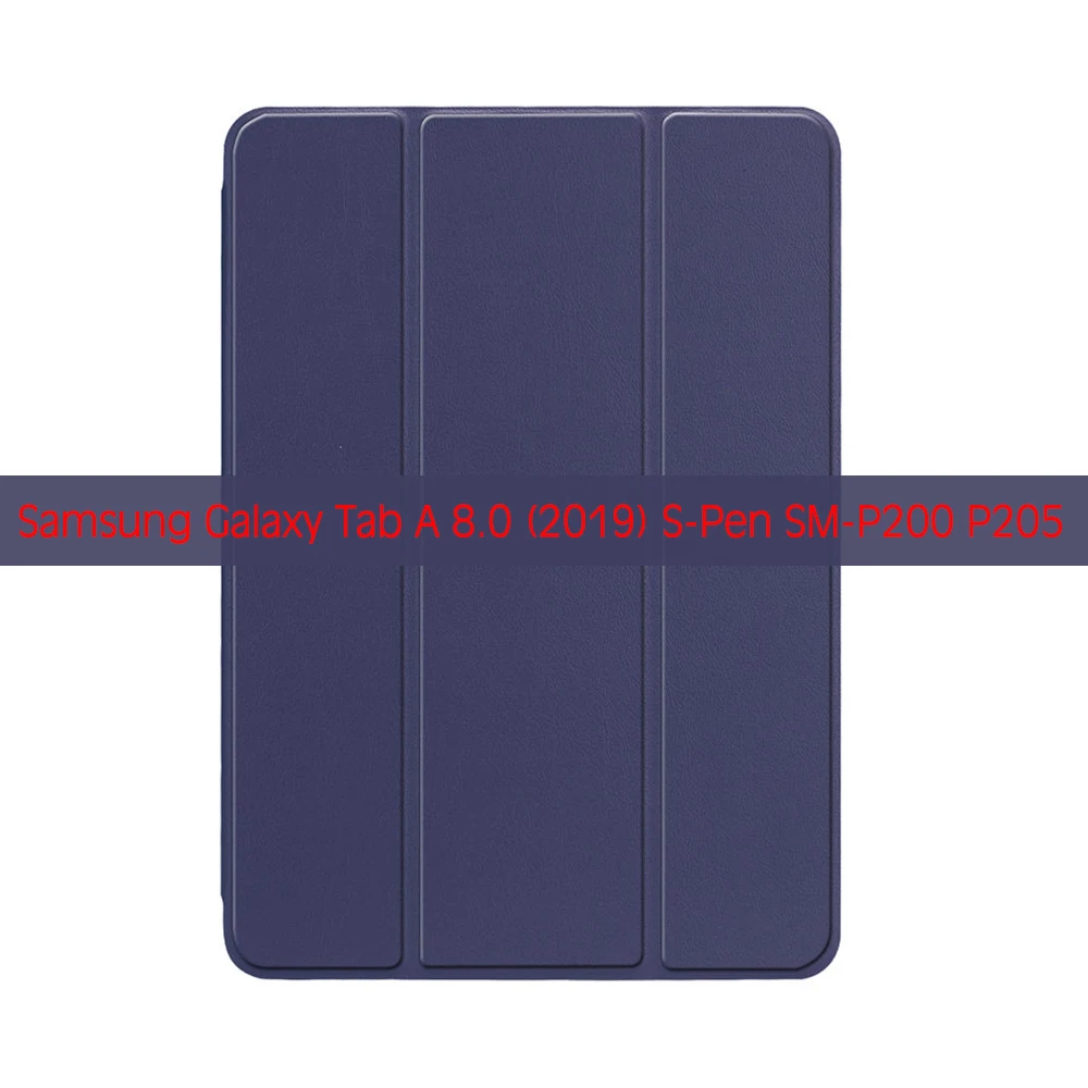 Чехол для samsung Galaxy Tab A 8,0 и S-Pen P200 Funda для Tab A 8,0 ''SM-P200 P205 PC задняя крышка из искусственной кожи Smart Cover Auto Sleep - Цвет: Navy