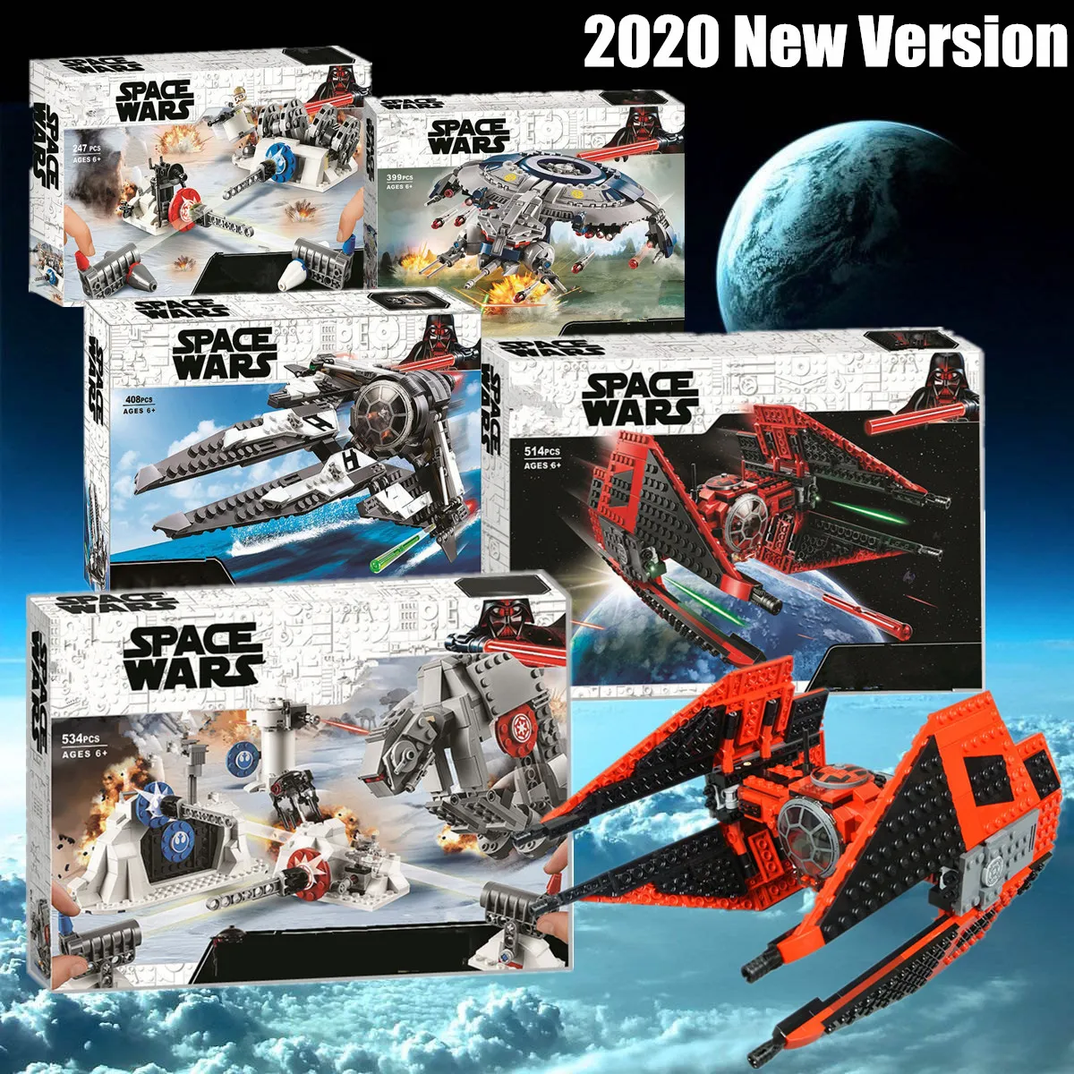 

New Interceptor Major Vonreg Red Tie Fighter Fit Star Wars 75233 75240 75242 75240 75239 Building Blocks Bricks Toys