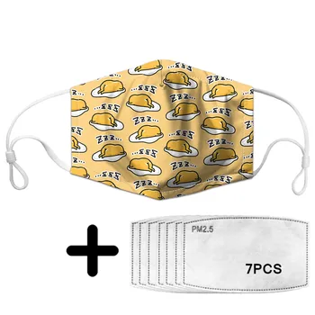 

Women Facial Mask with Gudetama Lazy Eggs Print Ladies Winter Reusable Masks with 2.5 Filters Customized Maska Na Usta Dropping