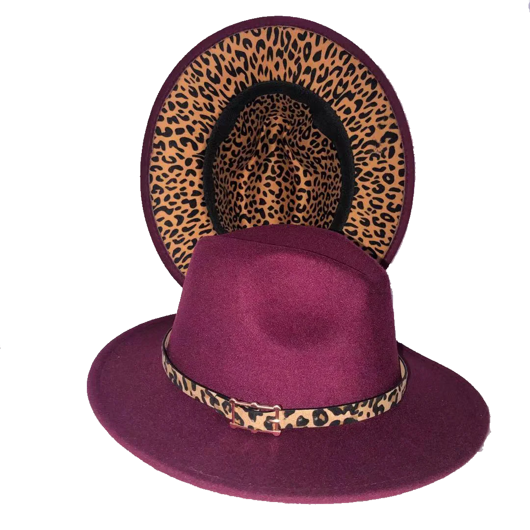 Beige Fedora Hat Internal Leopard Print New Hat Panama Felt Hat Men and Women Jazz Hat Fedora Hat Women шапка женская burgundy fedora hat