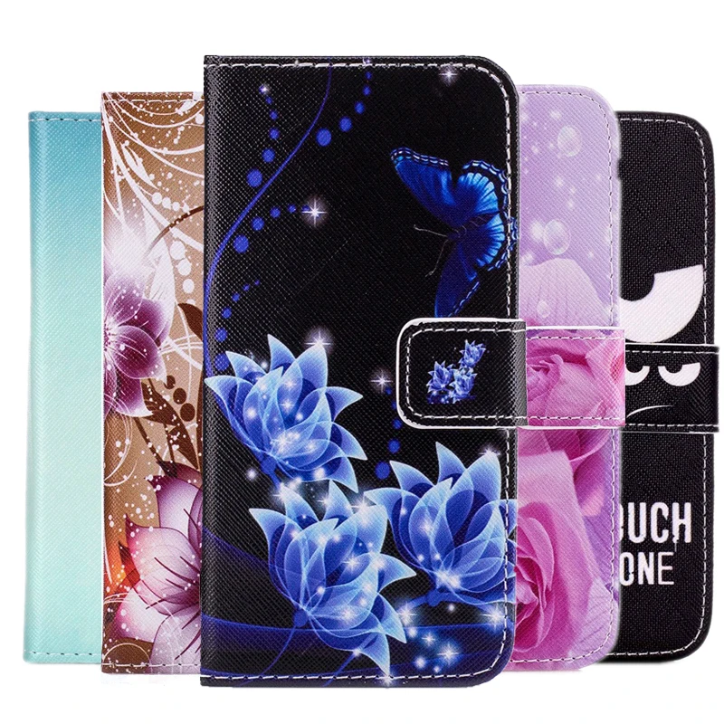 Кожаный чехол книжка с рисунком Совы и цветов для Samsung Galaxy S3 S4 S5 Neo mini S6 S7 edge S8 S9