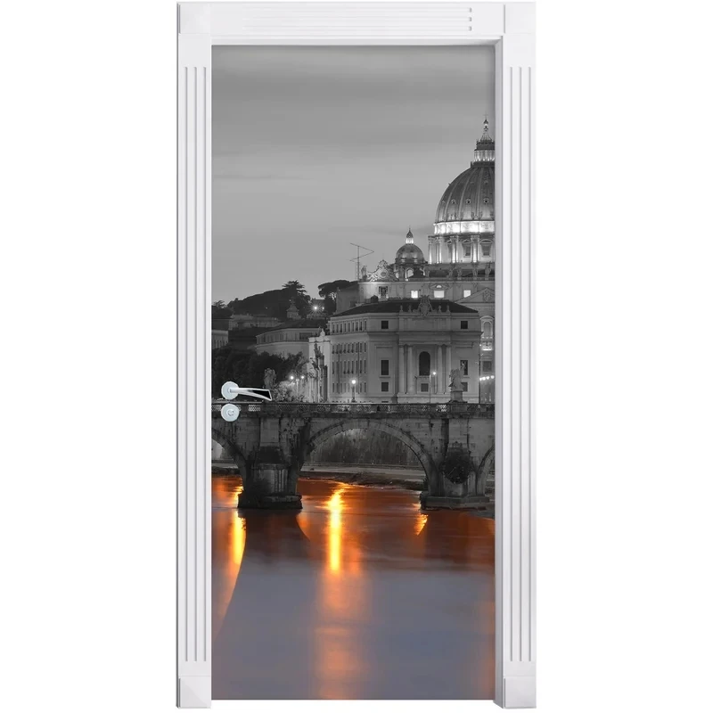 Home Decor Door Stickers View City Bridge PVC Poster Self Adhesive 3D Canvas Print Waterproof Wallpaper For Living Room Picture | Дом и сад