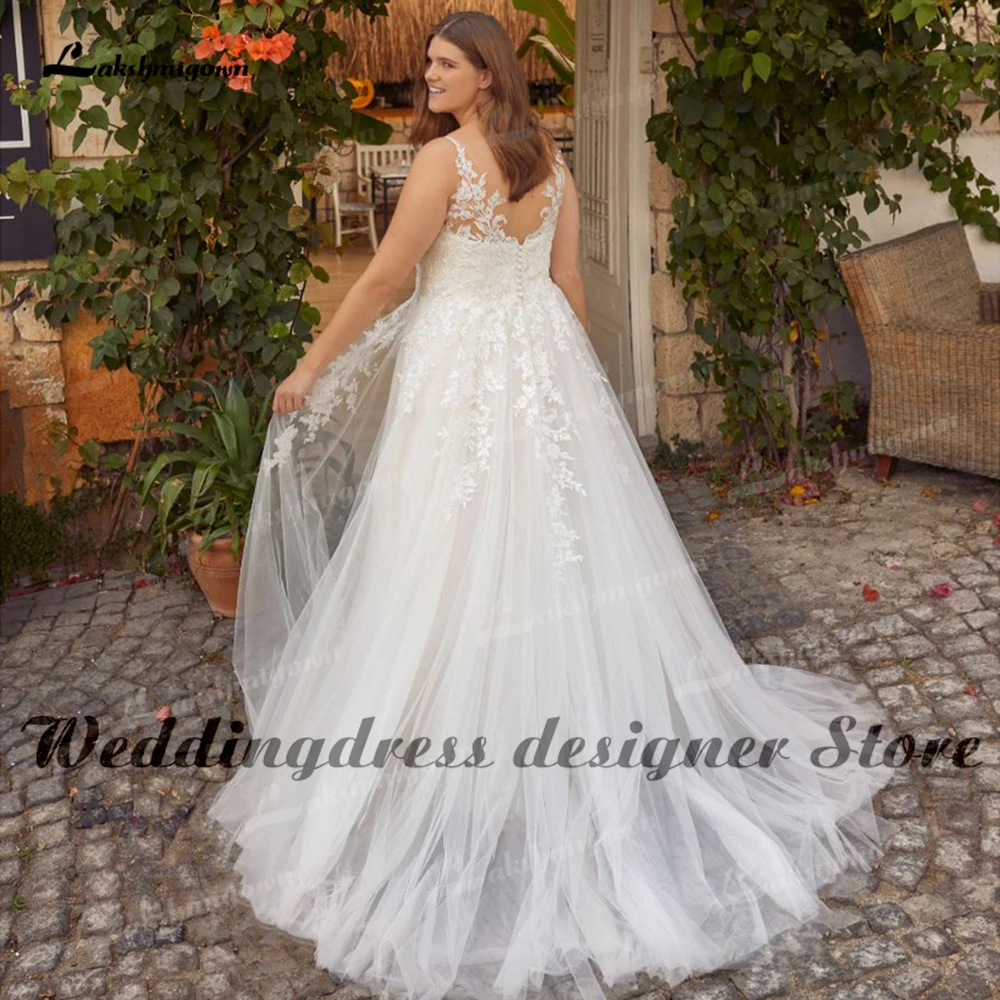 Boho Plus Size Floral Wedding Dress V Neck Lace Appliques Beach Wedding Gowns for Bridal 2022 Bridal Dress robe de mariee simple wedding dresses