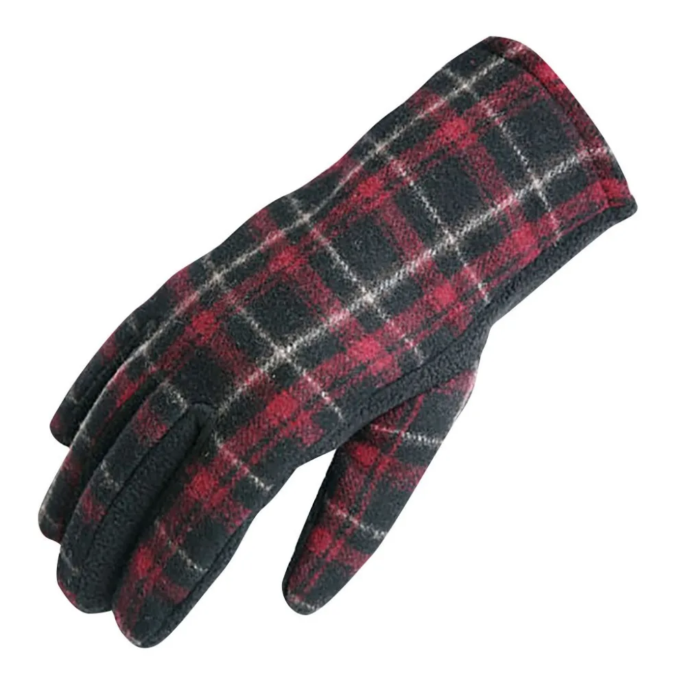 Men and women autumn and winter gloves outdoor England plaid plush warm cotton gloves touch screen ski bike outdoor gloves 30S19 (5)
