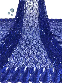 

African sequins lace fabric 2019 embroidered Nigerian lace fabric high quality French tulle lace fabric clothes FJ3408
