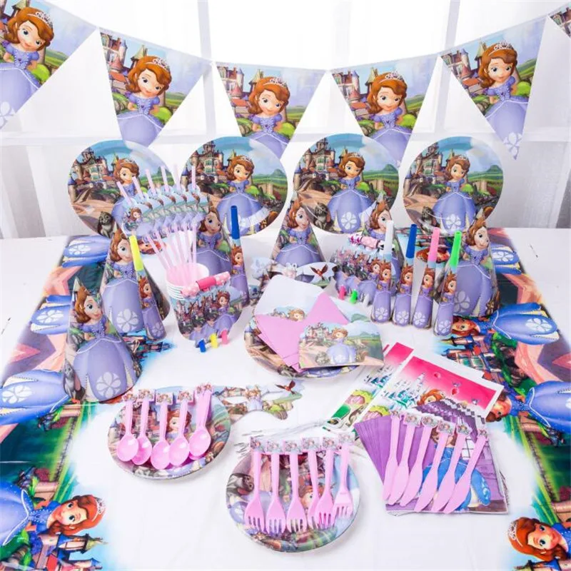 Disney Sofia Princess Disposable Party Supplies Birthday Party Decorations Party Decor Xmas Baby Birthday Anniversaire Supplies