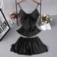 Ensemble de pyjamas d'été sexy pour femmes, robe de bain 2 pièces, haut à bretelles, pantalon, vêtements de nuit, vêtements de maison pour dames, chemise de nuit trempée, chemises de nuit M-XXL 3