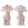 Sexy Cosplay Costume Student Sailor with Black and Pink color uniform Kwaii transparent Lolita Top Skirt Panty Erotic Roleplay ► Photo 2/6