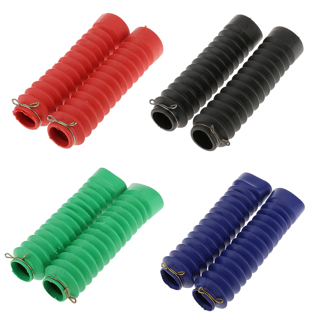 1 Pair Motorcycle Soft Rubber Front Fork Cover Gaiters Gators Boots - Blue