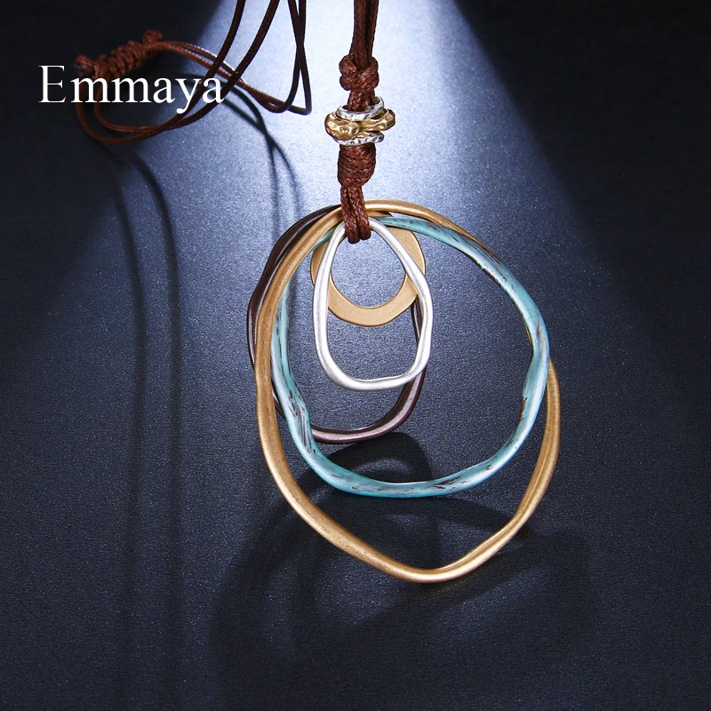 EMMAYA, цепочка для свитера, аксессуары из сплава, Ретро стиль, длинная Вощеная линия, круглые подвески и ожерелья, вечерние Подарки для женщин