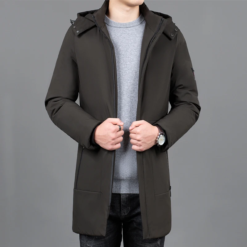 Толстые зимние модные брендовые куртки с капюшоном, мужские длинные уличные парки, стеганая куртка, пуховые пальто, мужская одежда