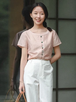 

CYNTHIA Women Blouse Female Vintage Summer Embroidery Short-sleeve o-neck Shirts Fans +3% Discount