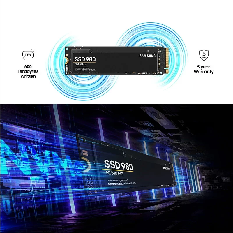 Samsung-disco Rígido Ssd M.2 hd Interno de Estado Sólido m2 250 Tlc Pcie Gen 500x4 Nvme 980 para pc 2280 gb 3.0 gb 1.4 gb Unidades de estado sólido internas - Imagem 5