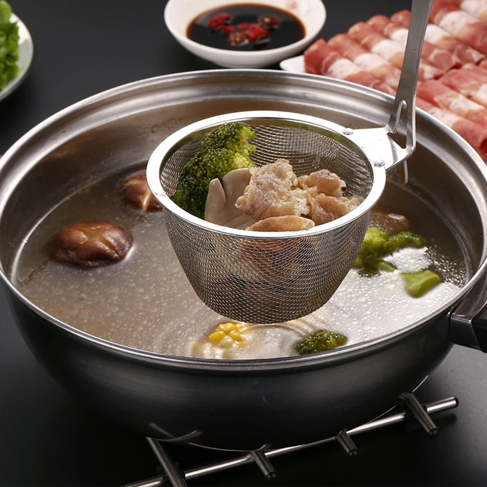 

Frying Cooking Tools Stainless Steel Folding Deep Fried Basket Frying Pan Filter Food Colander Oil Leak Kitchen Sieve Colander