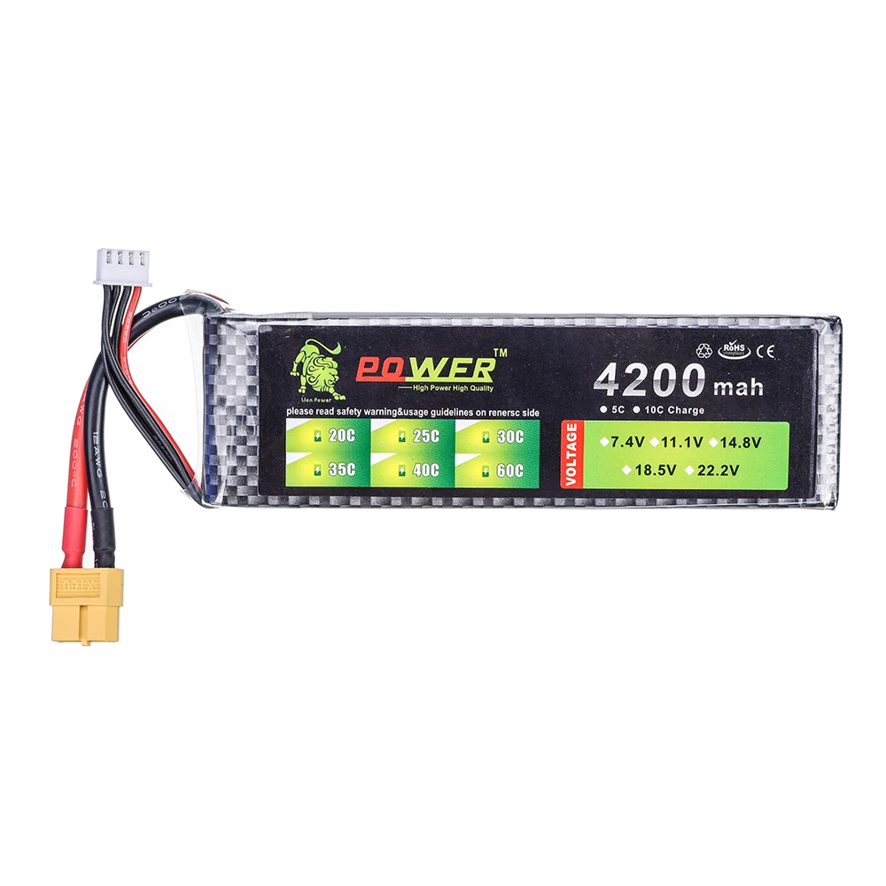 Лев мощность 3s 11 1 V 4200 мА/ч 30C Lipo Батарея T/XT-60 разъем для Радиоуправляемый