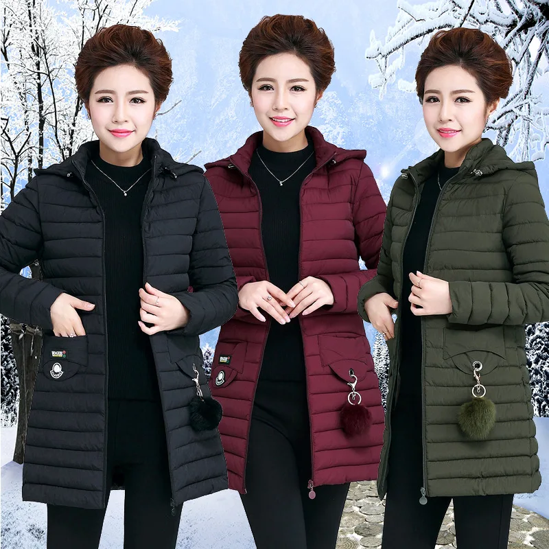 

2017 New Style Ladies' Slim Models down Jacket Cotton-padded Clothes Coat Hooded Mid-length Multi-Code Cotton-padded Clothes Wom