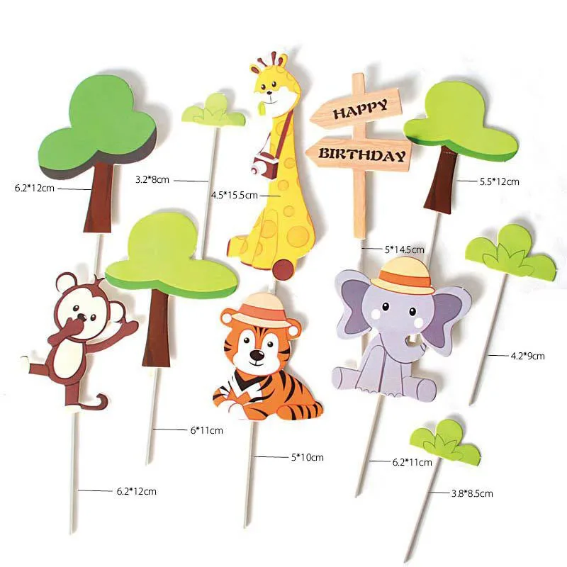 

2020 Deep Forest Animals Theme Happy Birthday Cake Topper Elephant Birthday Cake Topper for Kids Birthday Party Cake Decorations