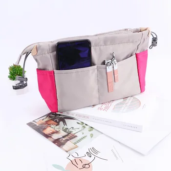

Fashion Organizer Insert Bag Women Nylon Travel Insert Organizer Handbag Liner Lady Makeup Brush Storage Cosmetic Bag Women Tote