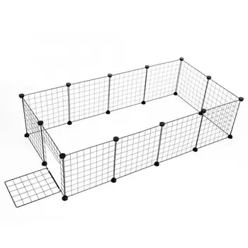 

Small Pet Playpen, Metal Wire Apartment-style Two-storey Animal Fence and Kennel Black Color