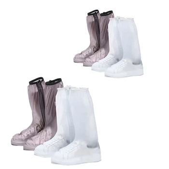

4 Pairs Waterproof Shoe Cover Reusable Rain Shoe Covers Slip Resistance Rain Boots Overshoes-S & L