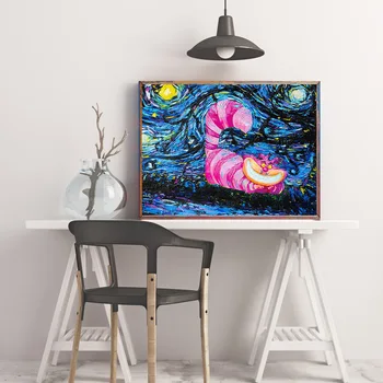 

Alice Moive Canvas Painting Cheshire cat Wall Art Poster and Prints Pictures for Home Decor Living Room Decoration