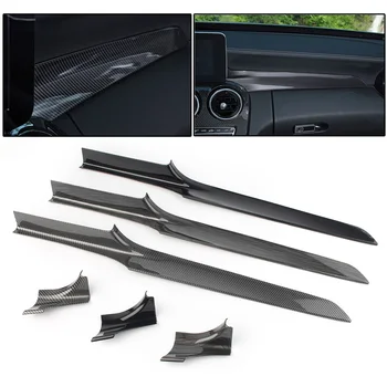 

Car Sticker Console Dashboard Cover Trim Strips For Mercedes Benz GLC 2016 2017 2018 & C-Class W205 2015-2018 Carbon Fiber Style