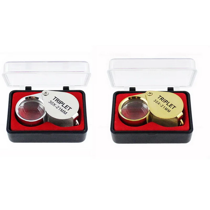 

Mini Small 30X 21mm Metal Folding Pocket Size Portable Handheld High Magnification Glass Jewelry Loupe Identification Magnifier