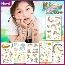 Unicorn Butterfly Rainbow Candy Cloud Face Hand Girl Boy Child Glitter Tattoo Kids Space 6 Month Temporary Tatoo 2021 Body Art