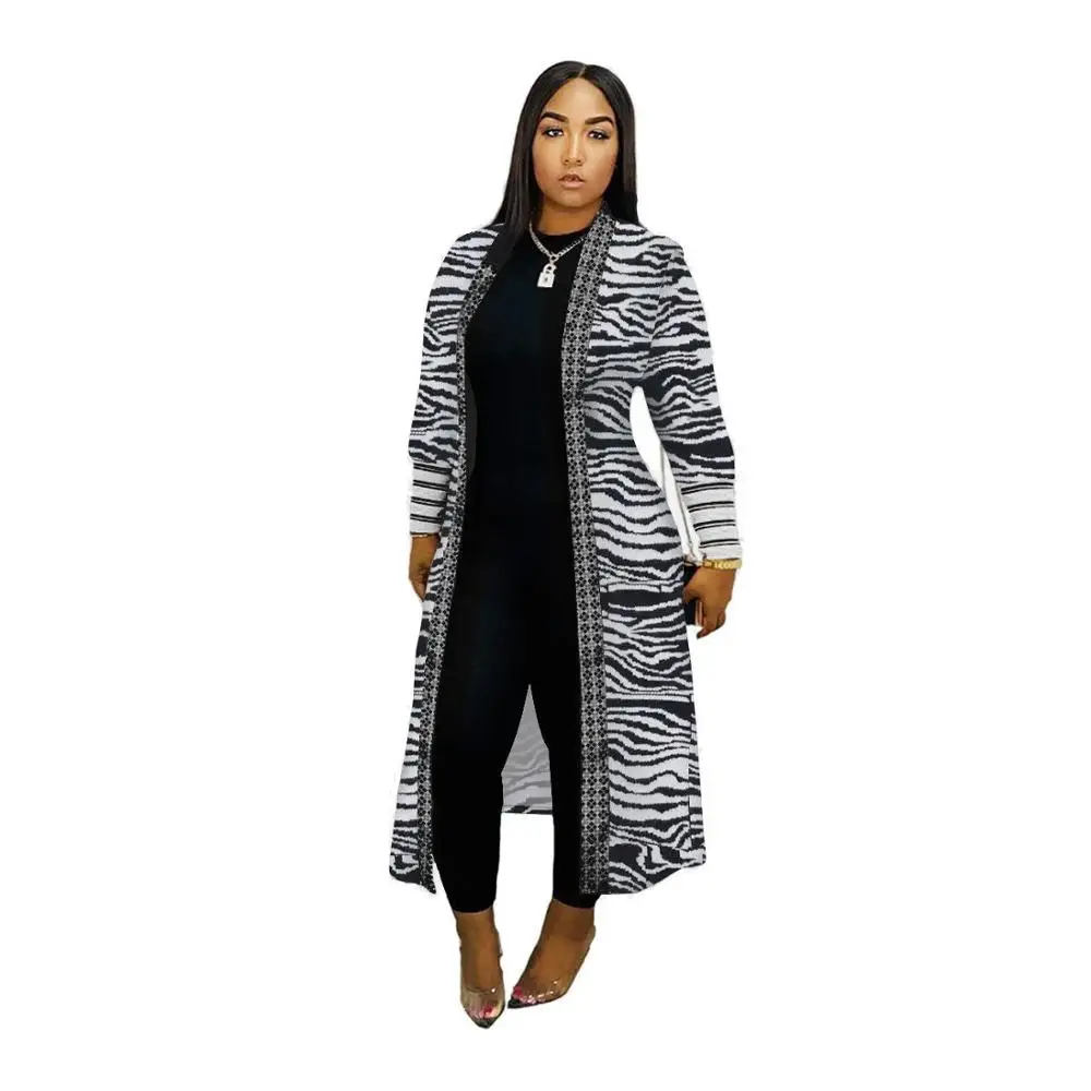 

Echoine Winter Autumn Vintage Sexy Print Coat Women Leopard Plaid Elegant Jacket Streetwear Outwear Lantern Sleeve Open Stitch