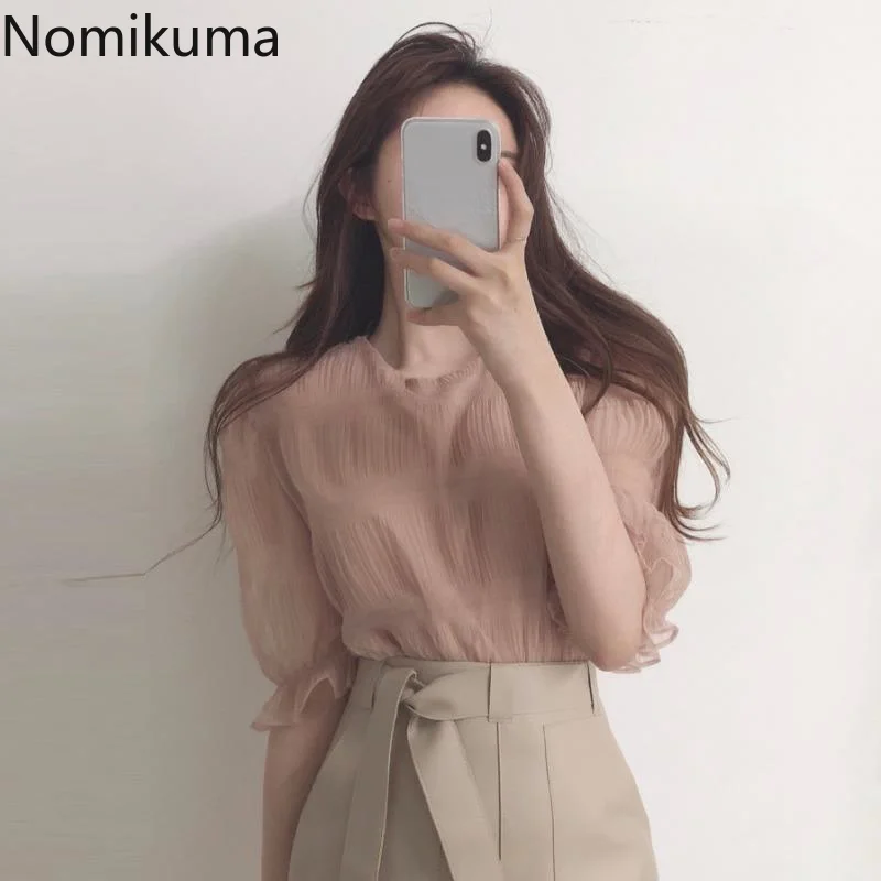 Рубашка Nomikuma Женская в Корейском стиле шикарная элегантная винтажная блузка с
