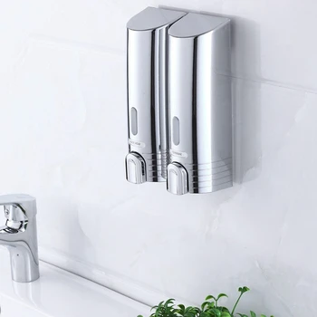

Double Soap Dispenser Wall Mounted Liquid Soap Shampoo Dispenser Shower Helper for Bathroom Hospital Hotel Supply